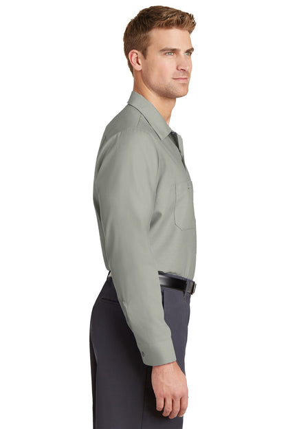 Light Grey Red Kap Long Sleeve Industrial Work Shirt. SP14 plain