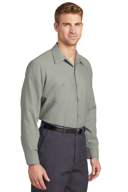 Light Grey Red Kap Long Sleeve Industrial Work Shirt. SP14 plain