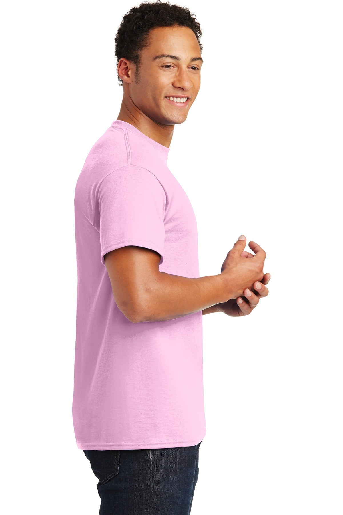 Light Pink Gildan DryBlend 50 Cotton/50 Poly T-Shirt. 8000 plain
