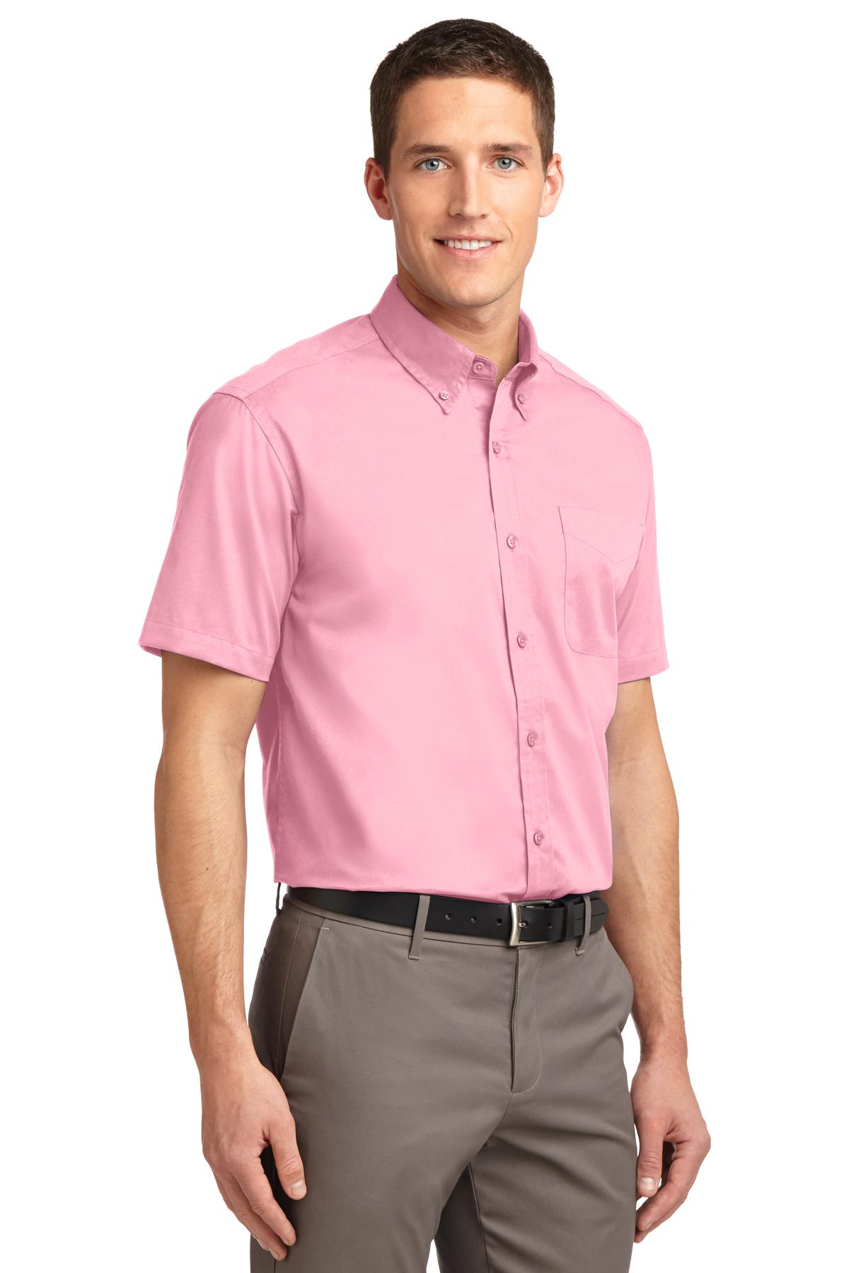 Light Pink Port Authority Short Sleeve Easy Care Shirt. S508 plain