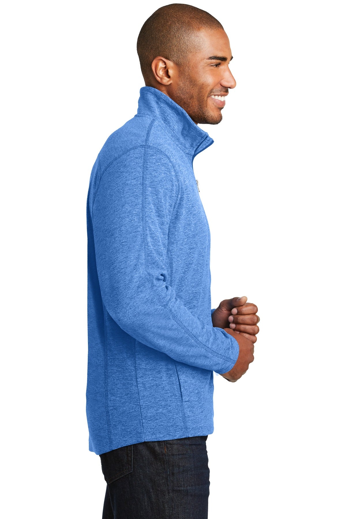 Light Royal He Port Authority Heather Microfleece Full-Zip Jacket. F235 plain