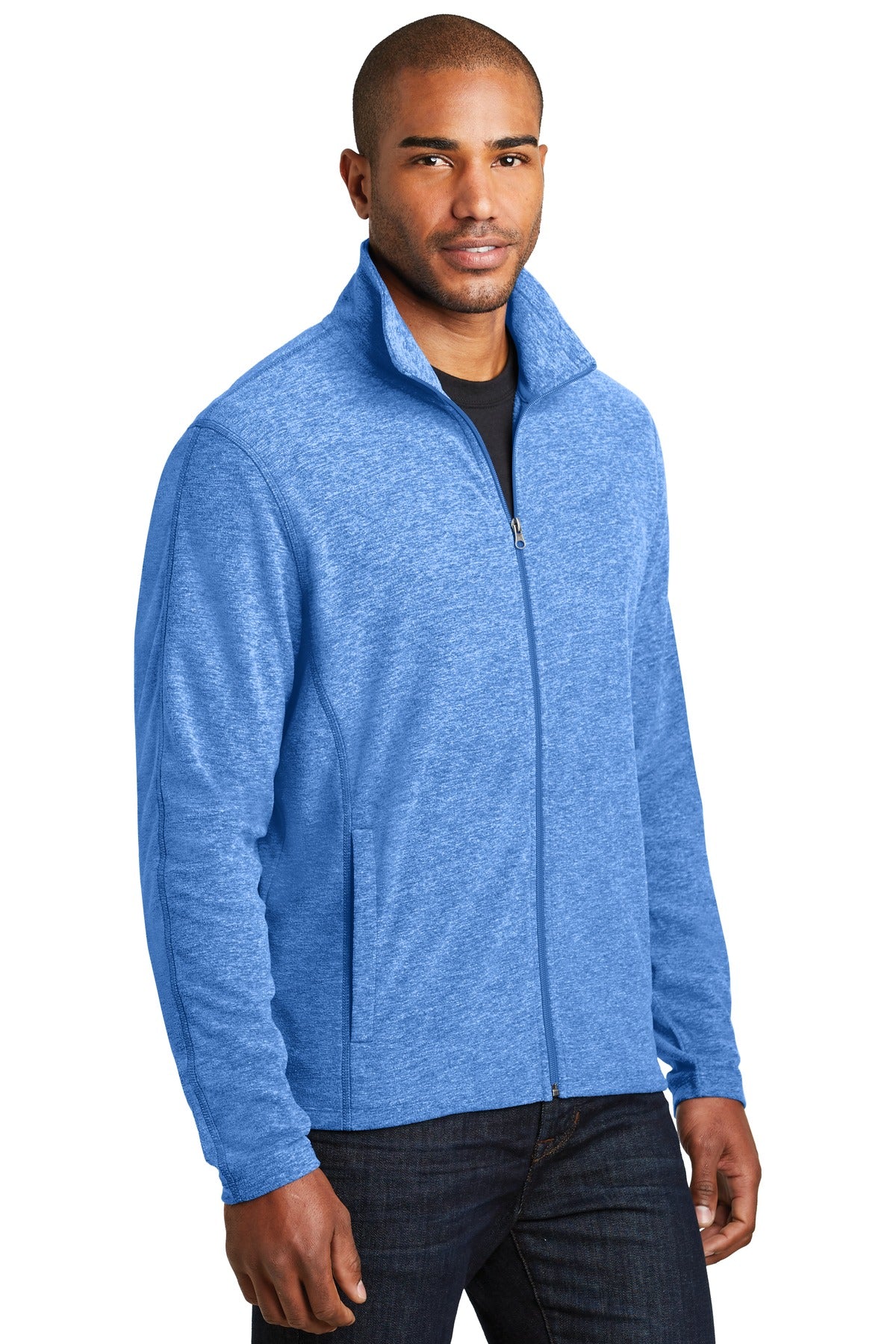 Light Royal He Port Authority Heather Microfleece Full-Zip Jacket. F235 plain