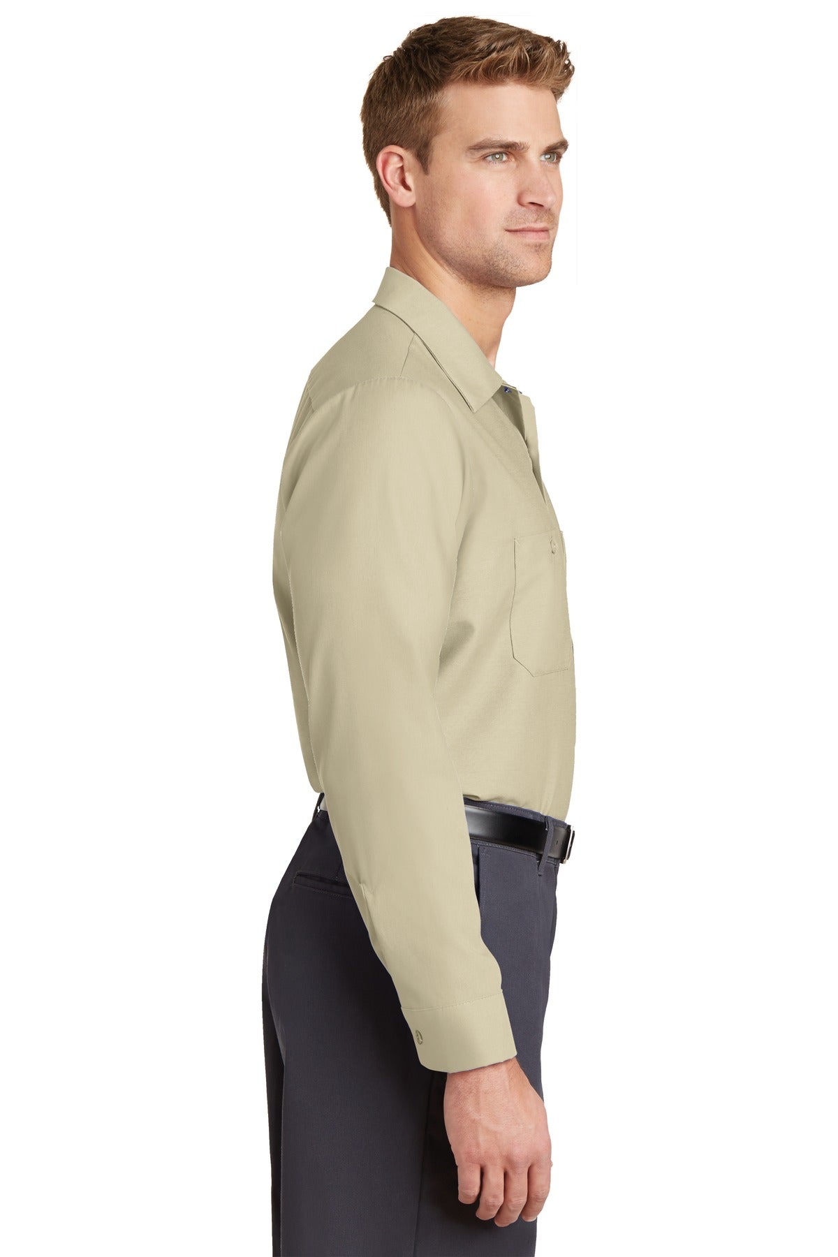 Light Tan Red Kap Long Sleeve Industrial Work Shirt. SP14 plain