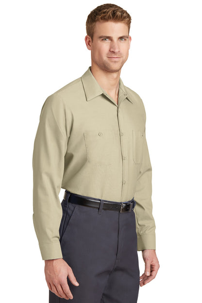Light Tan Red Kap Long Sleeve Industrial Work Shirt. SP14 plain