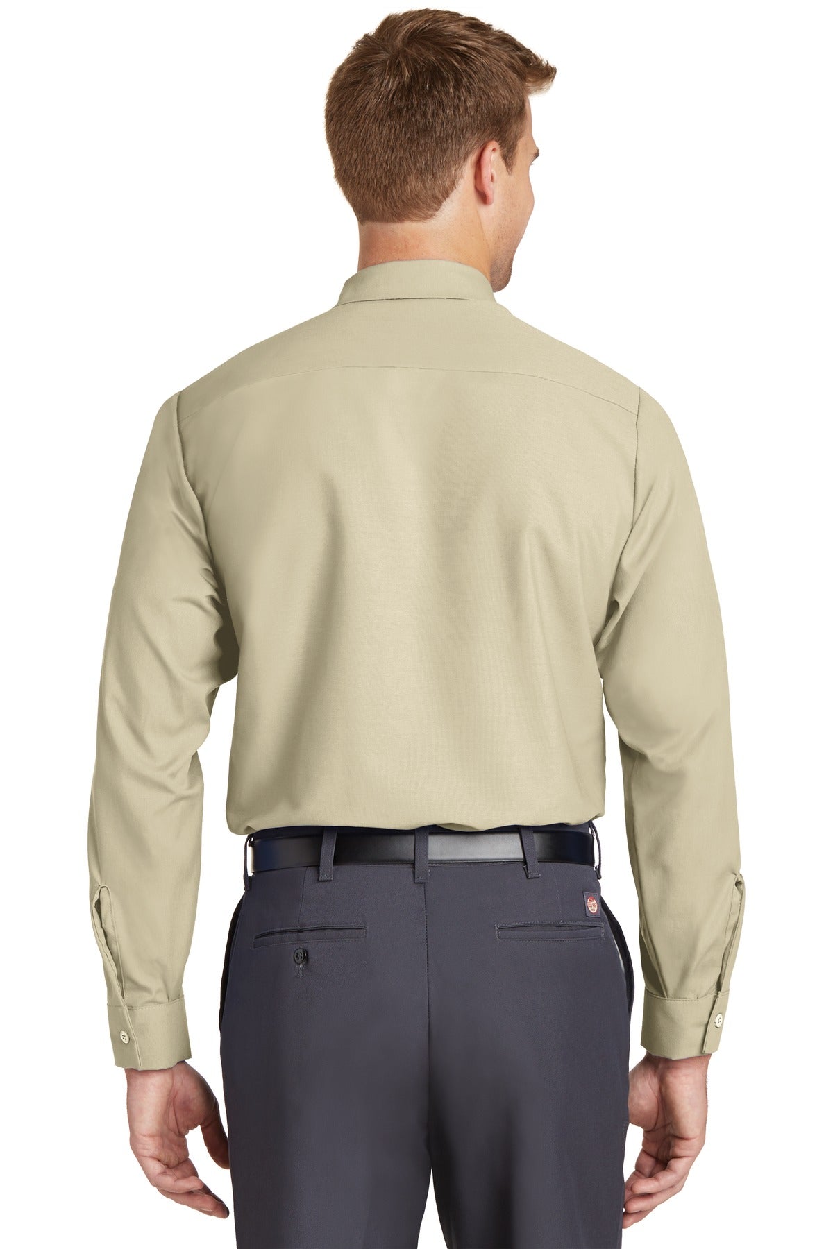 Light Tan Red Kap Long Sleeve Industrial Work Shirt. SP14 plain