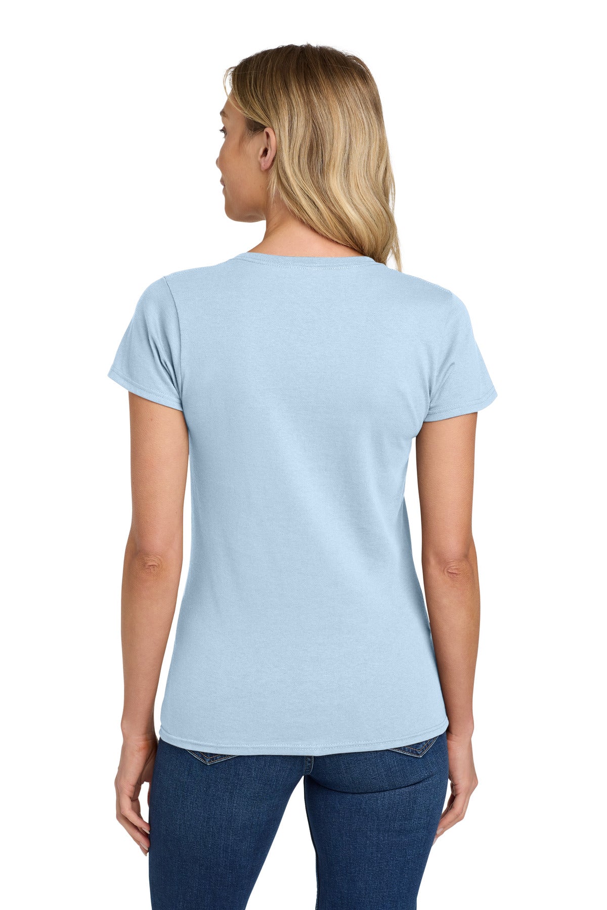 LightBlue Gildan Women's Heavy Cotton 100% Cotton T-Shirt. 5000L plain
