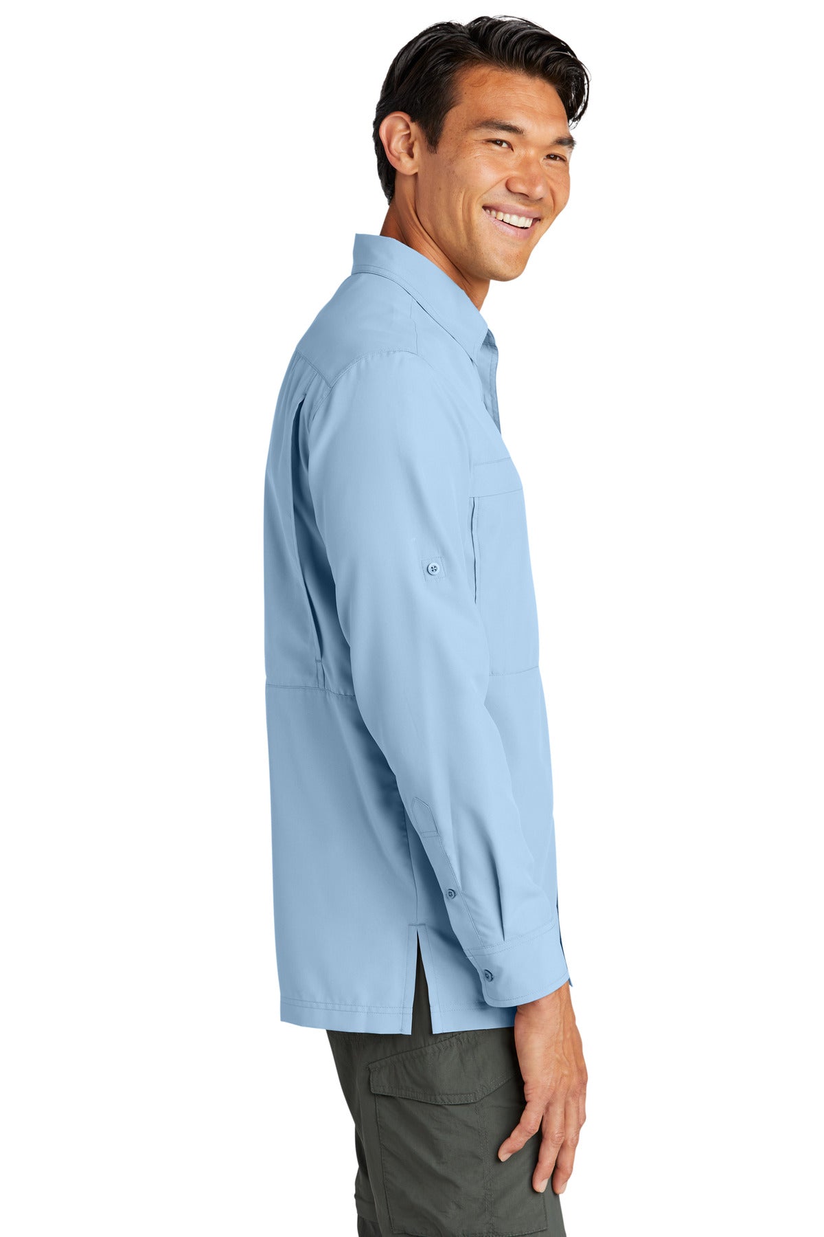 LightBlue Port Authority Long Sleeve UV Daybreak Shirt W960 plain