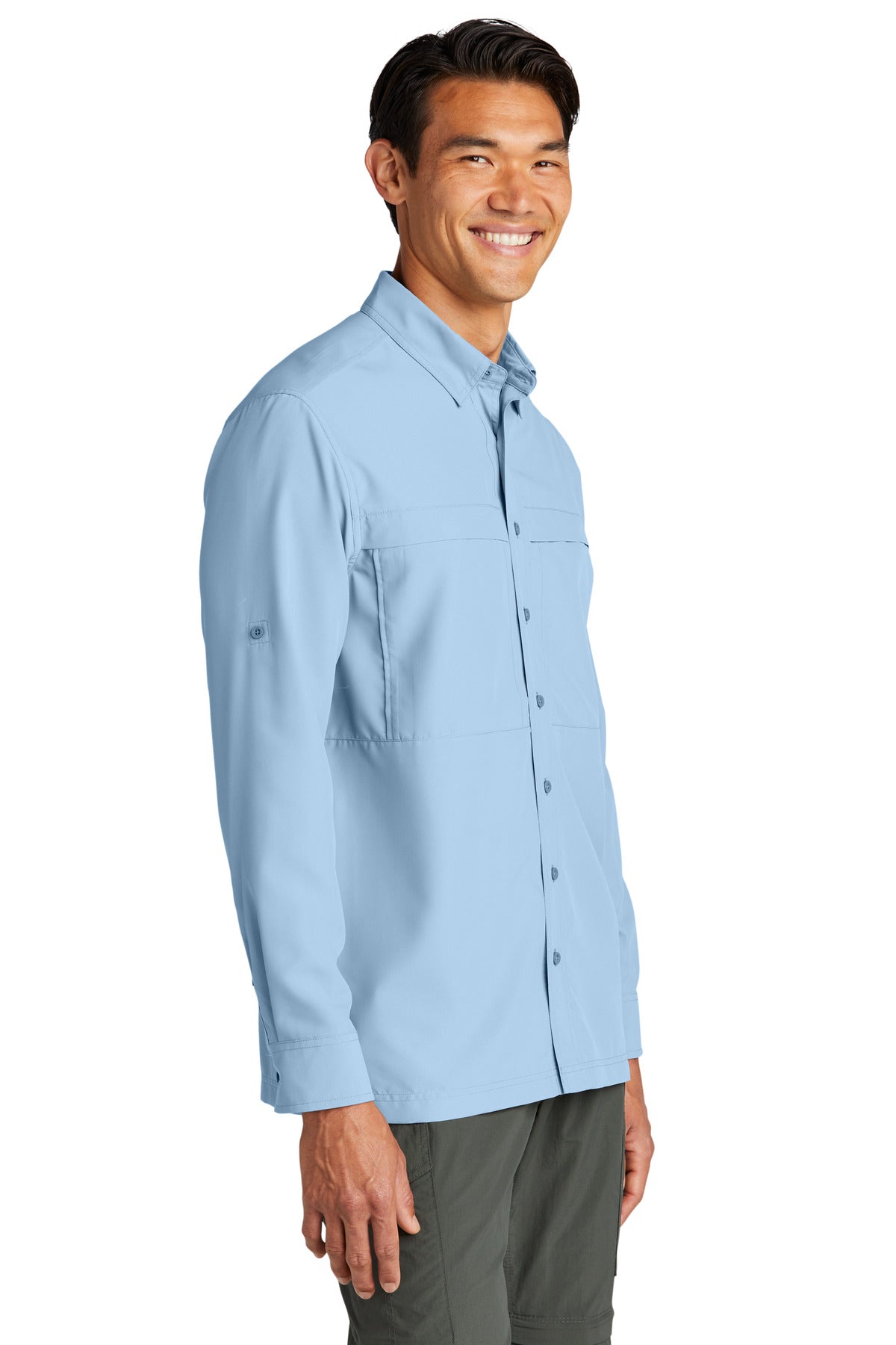 LightBlue Port Authority Long Sleeve UV Daybreak Shirt W960 plain