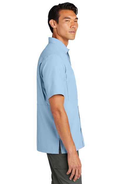LightBlue Port Authority Short Sleeve UV Daybreak Shirt W961 plain