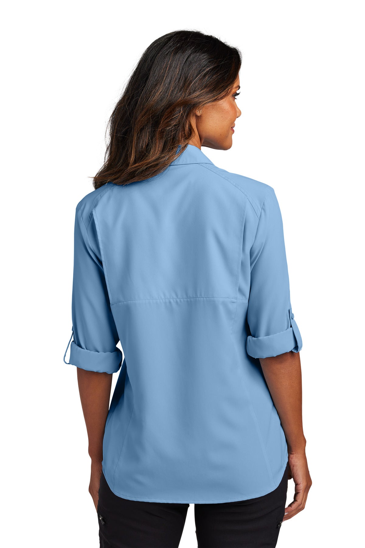 LightBlue Port Authority Women's Long Sleeve UV Daybreak Shirt LW960 plain