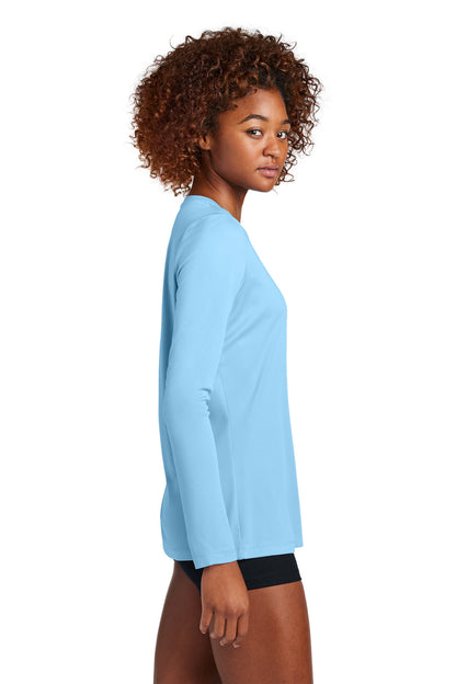 LightBlue Sport-Tek Women's Posi-UV Pro Long Sleeve LST420LS plain