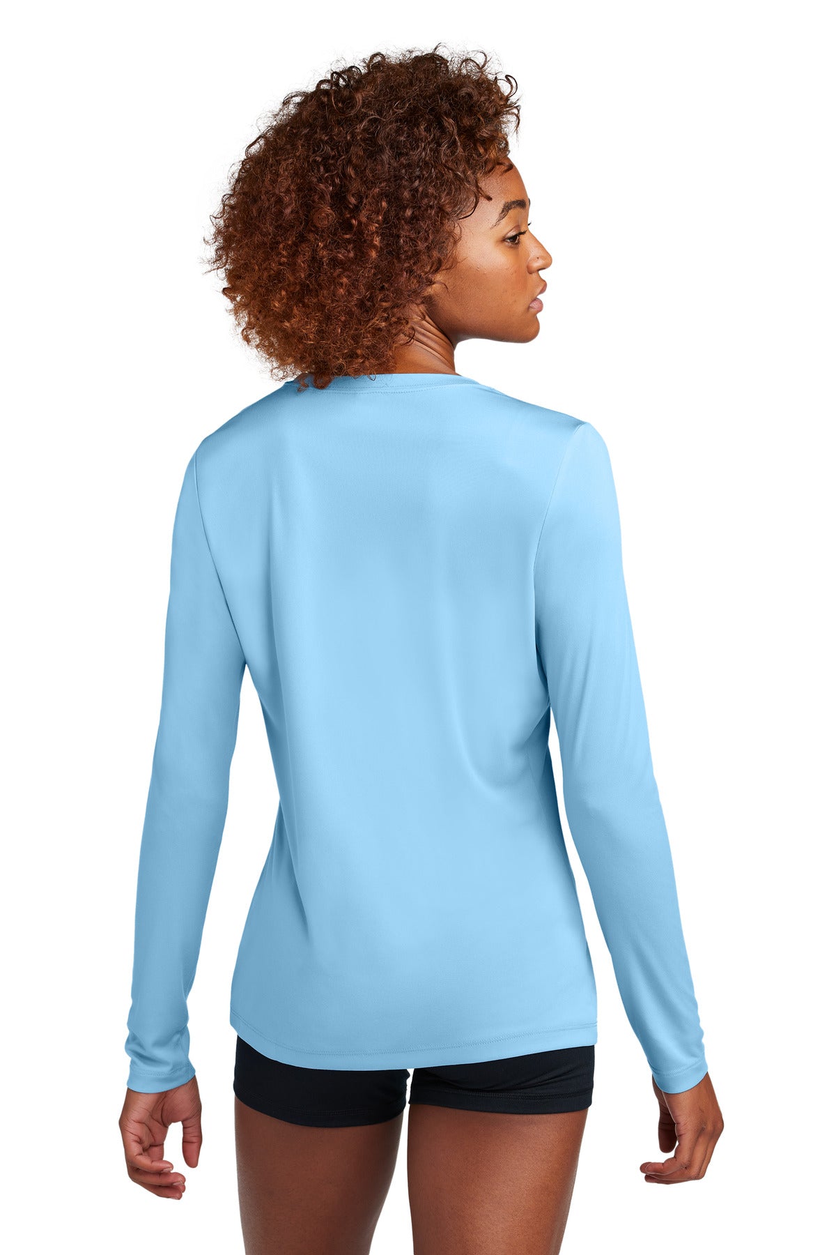 LightBlue Sport-Tek Women's Posi-UV Pro Long Sleeve LST420LS plain