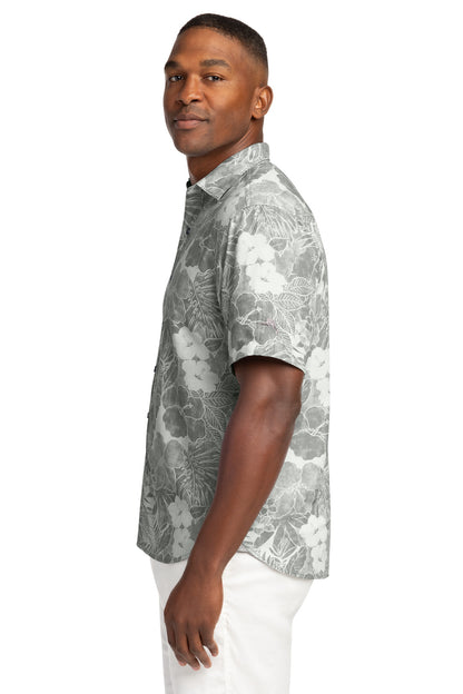 LightGrey Tommy Bahama Coconut Point Playa Flora Short Sleeve Shirt ST325929TB plain