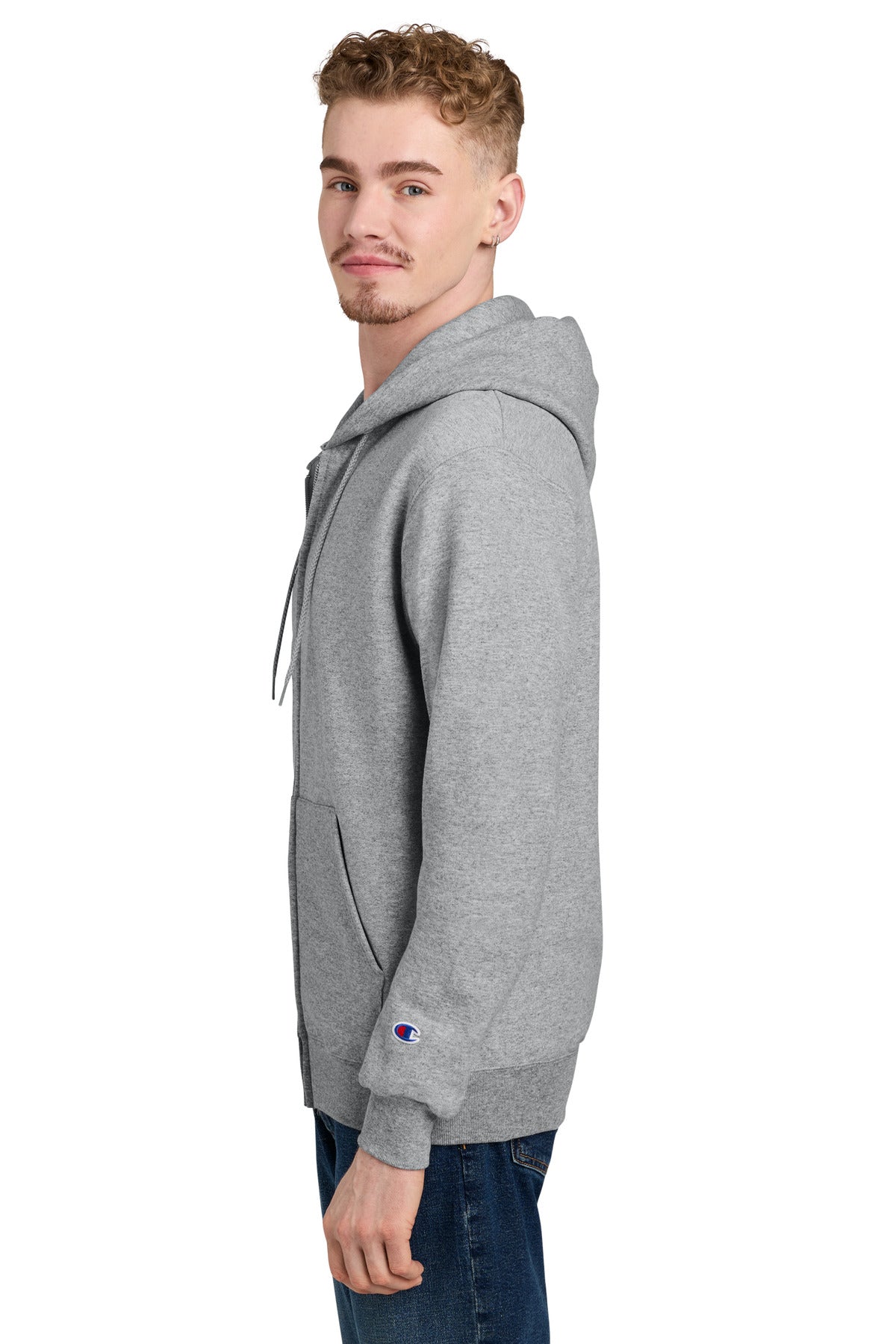 LightSteel Champion Powerblend Full-Zip Hoodie. S800 plain