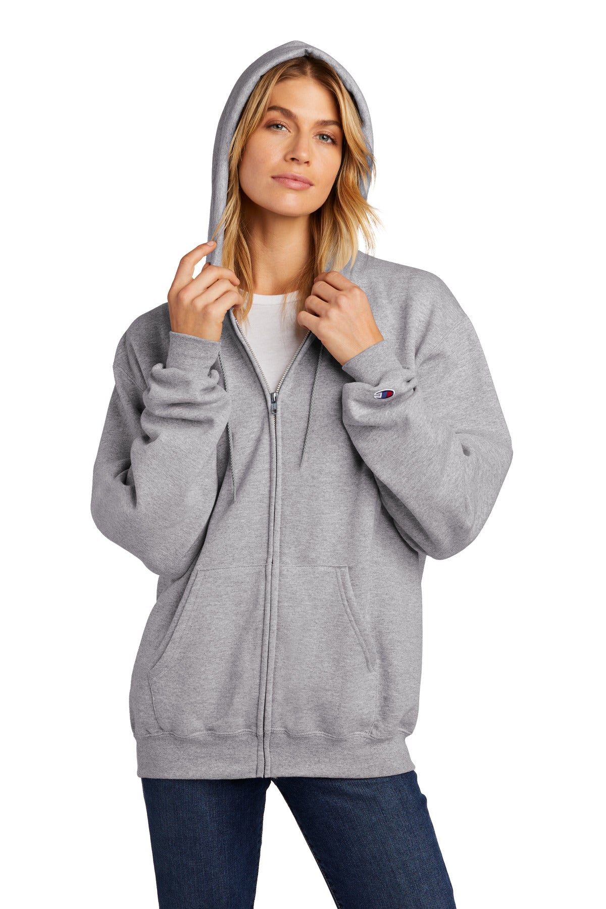 LightSteel Champion Powerblend Full-Zip Hoodie. S800