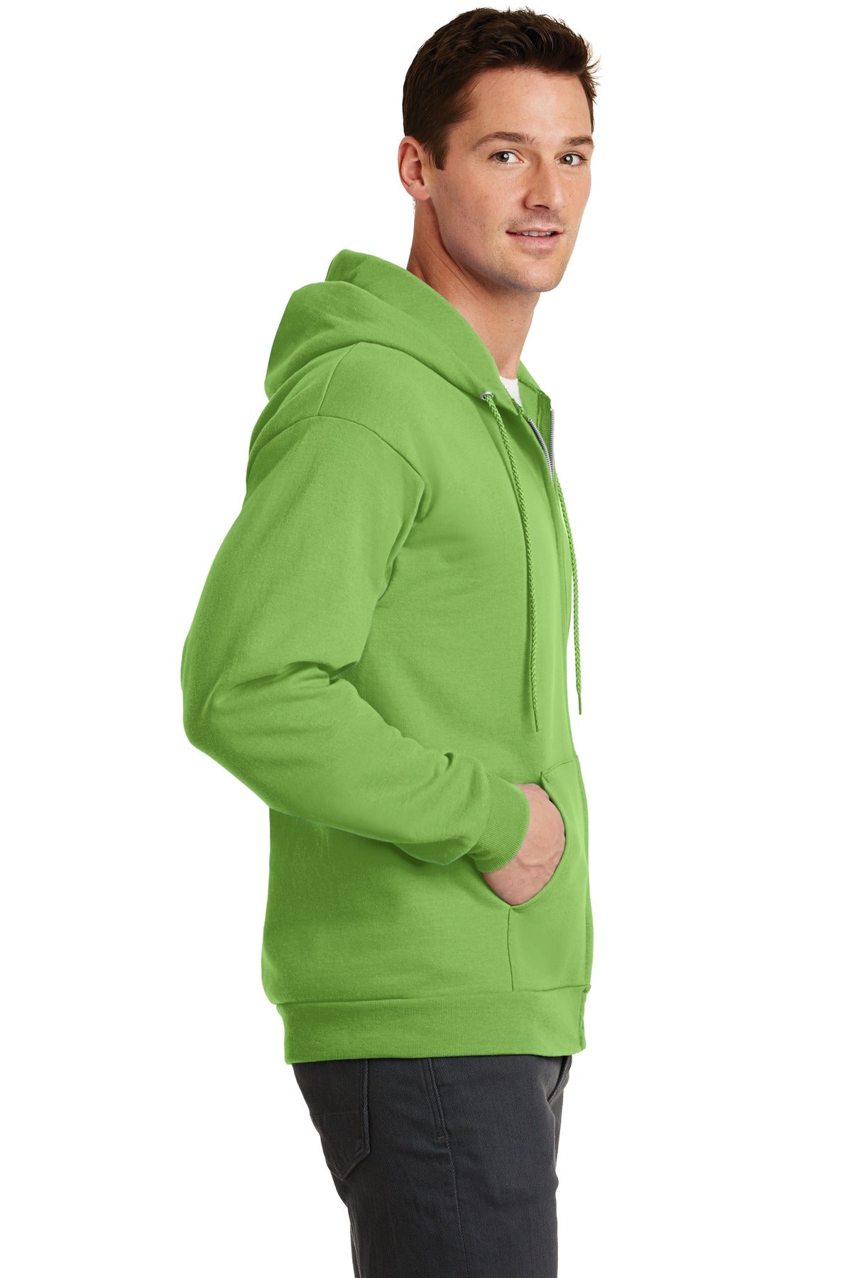Lime Port & Co Core Fleece Full-Zip Hooded Sweatshirt. PC78ZH plain