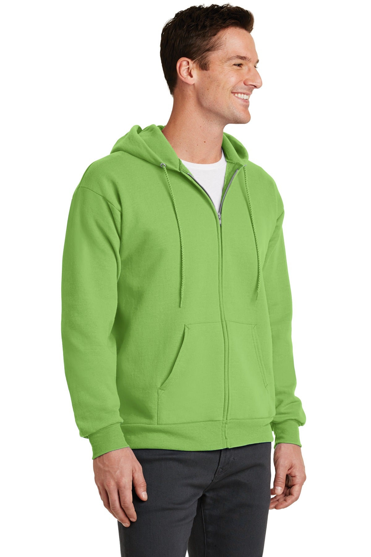 Lime Port & Co Core Fleece Full-Zip Hooded Sweatshirt. PC78ZH plain