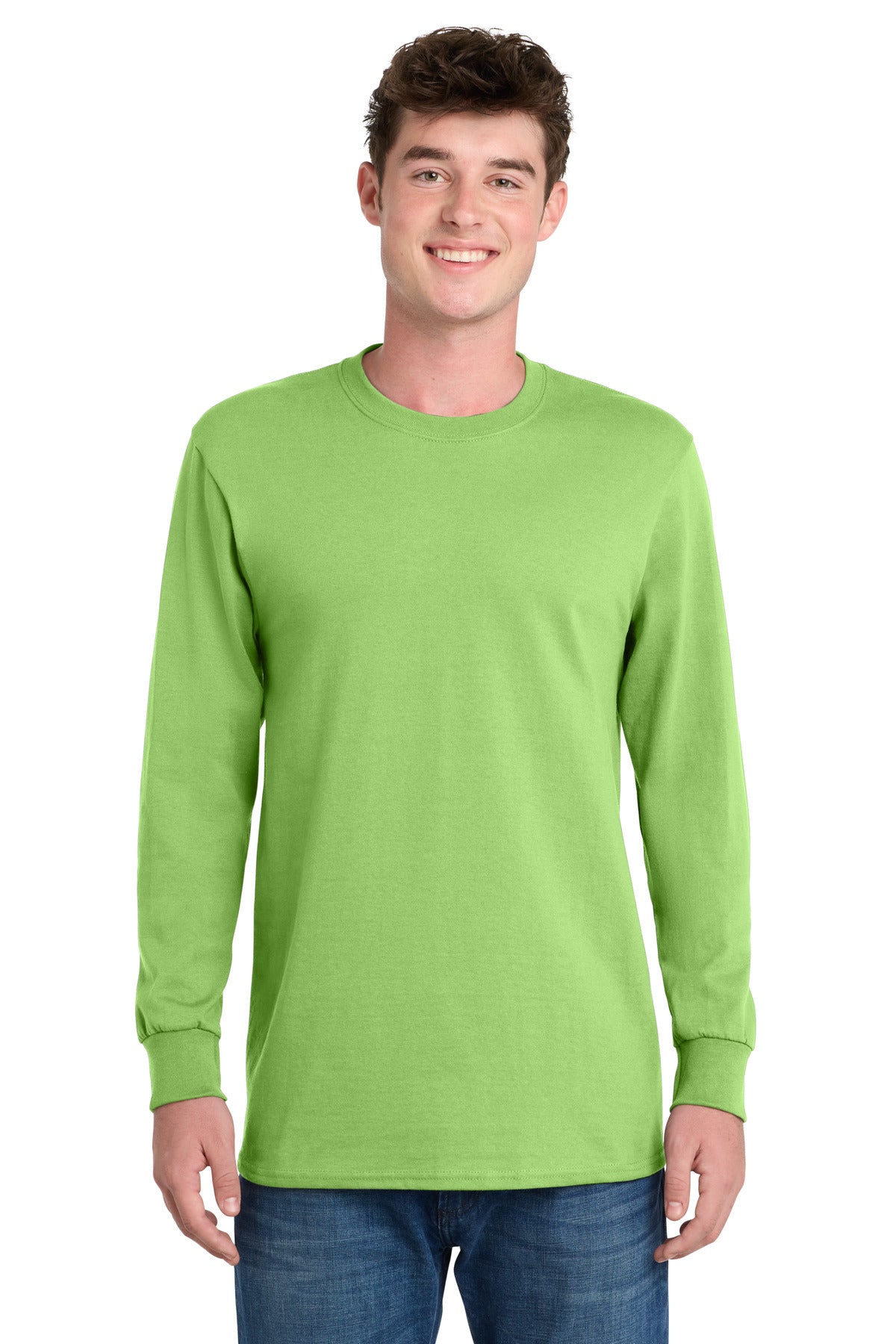 Lime Port & Co Long Sleeve Essential Tee. PC61LS plain