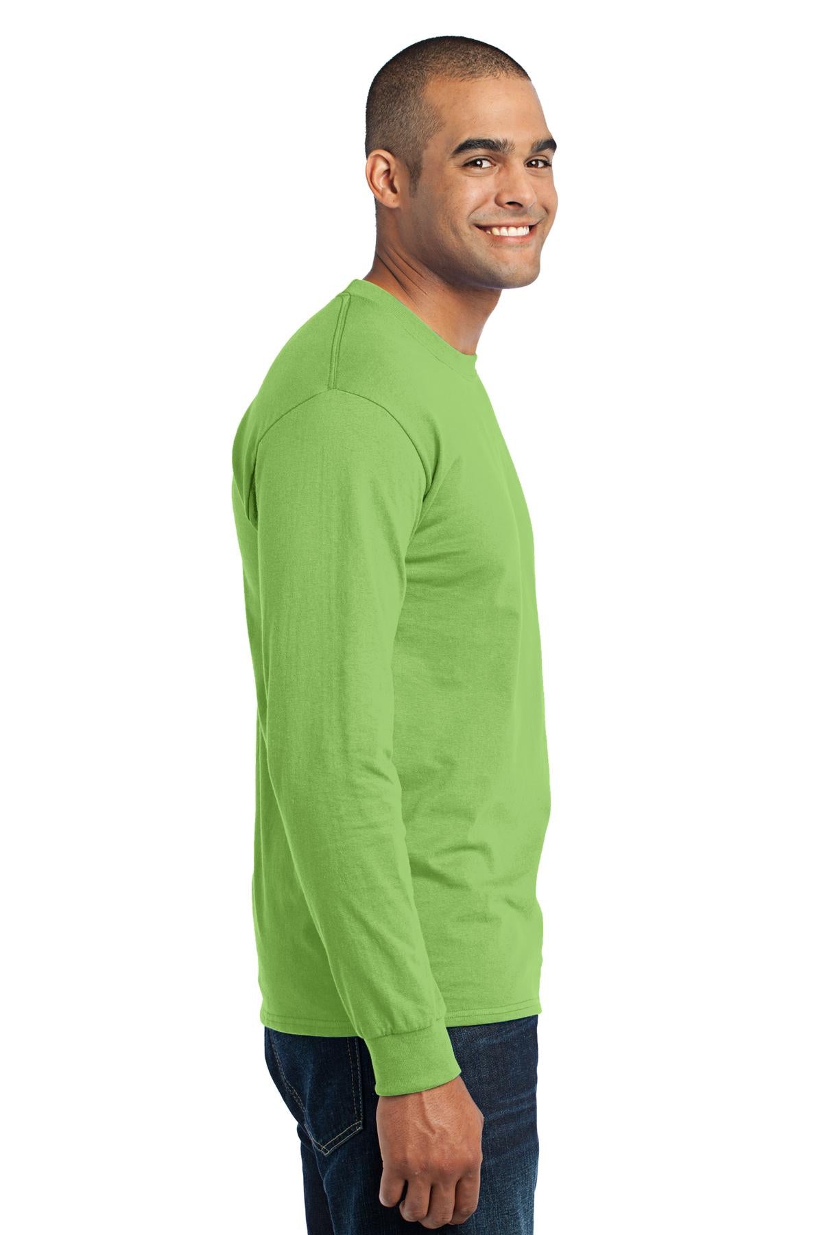 Lime Port & Co Tall Long Sleeve Core Blend Tee. PC55LST plain