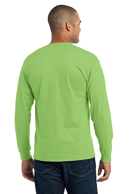 Lime Port & Co Tall Long Sleeve Core Blend Tee. PC55LST plain
