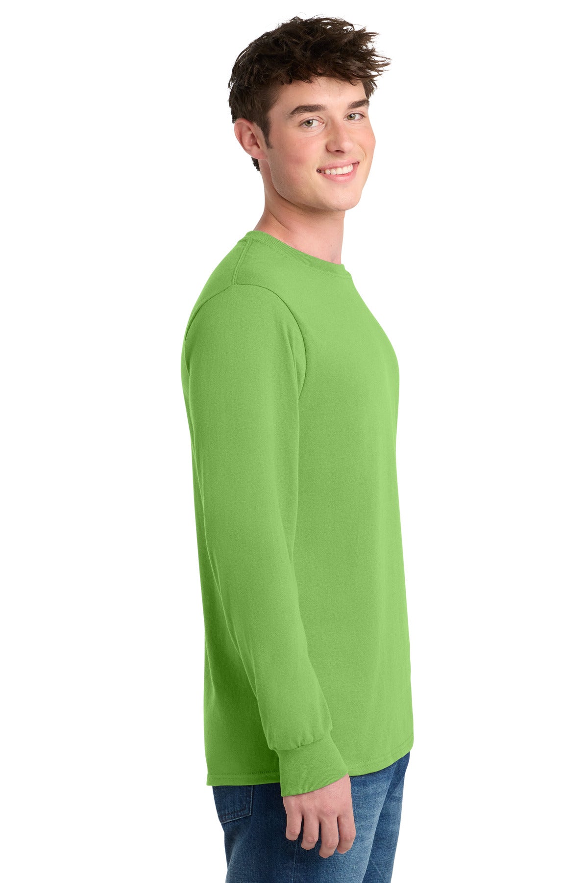 Lime Port & Co Tall Long Sleeve Core Blend Tee. PC55LST plain