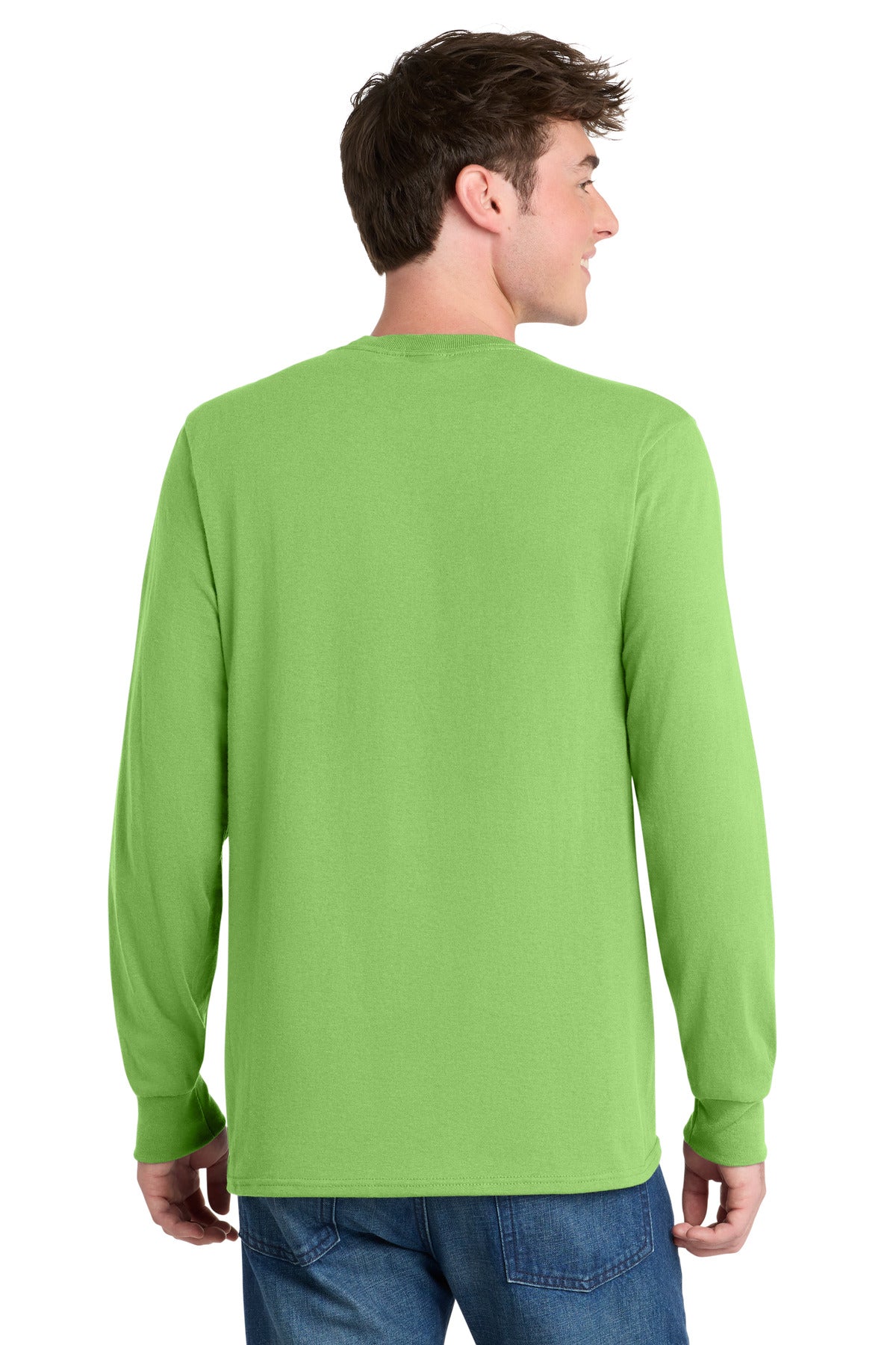 Lime Port & Co Tall Long Sleeve Core Blend Tee. PC55LST plain