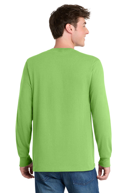 Lime Port & Co Tall Long Sleeve Core Blend Tee. PC55LST plain