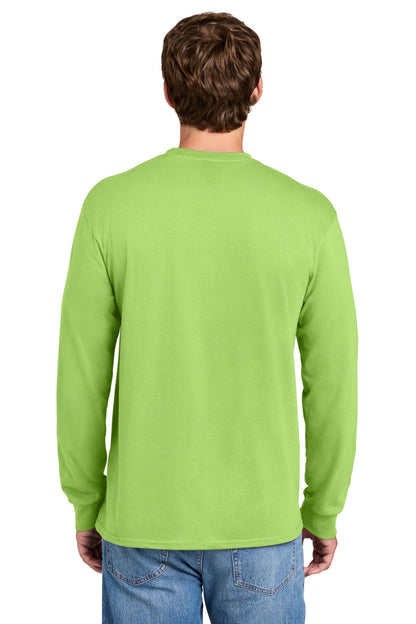 Lime Port & Co Tall Long Sleeve Essential Pocket Tee. PC61LSPT plain