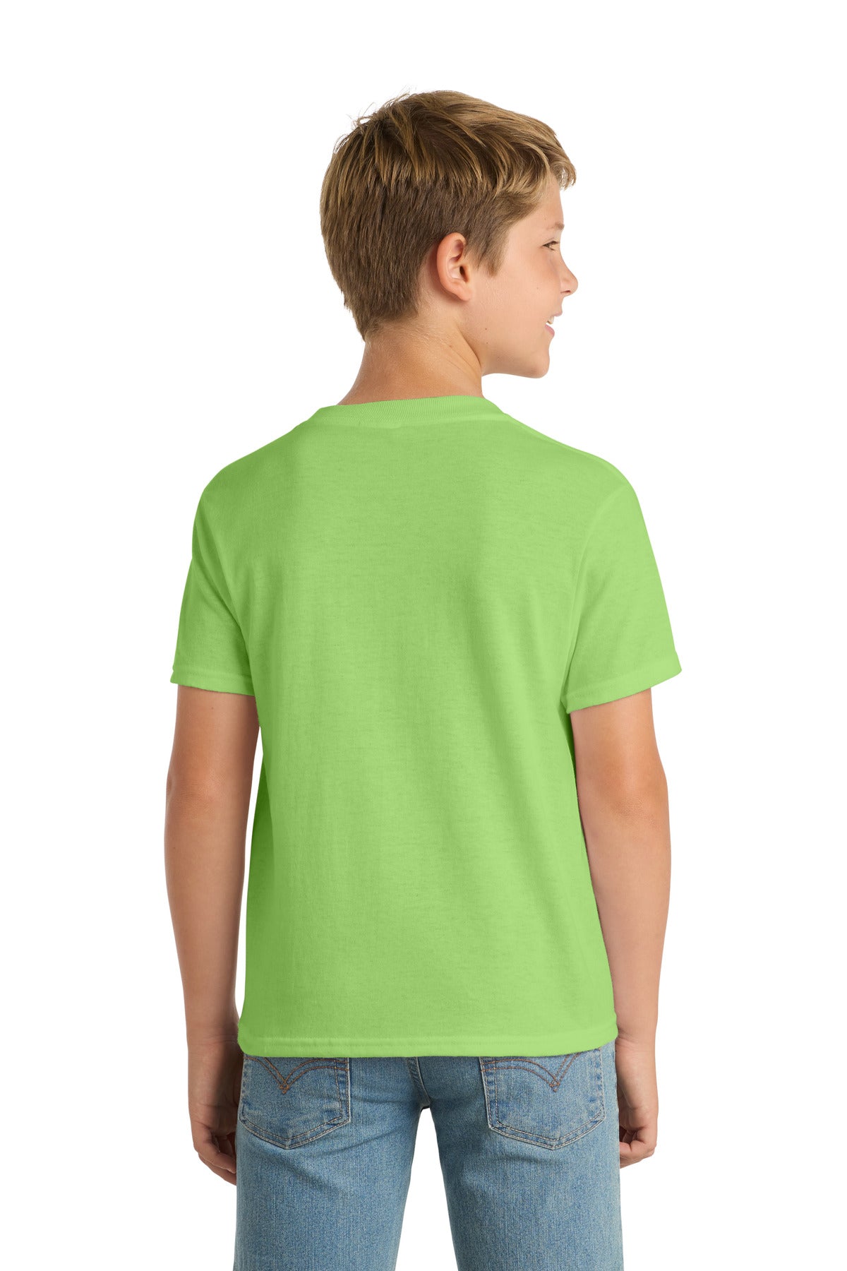 Lime Port & Co Youth Core Blend Tee. PC55Y plain