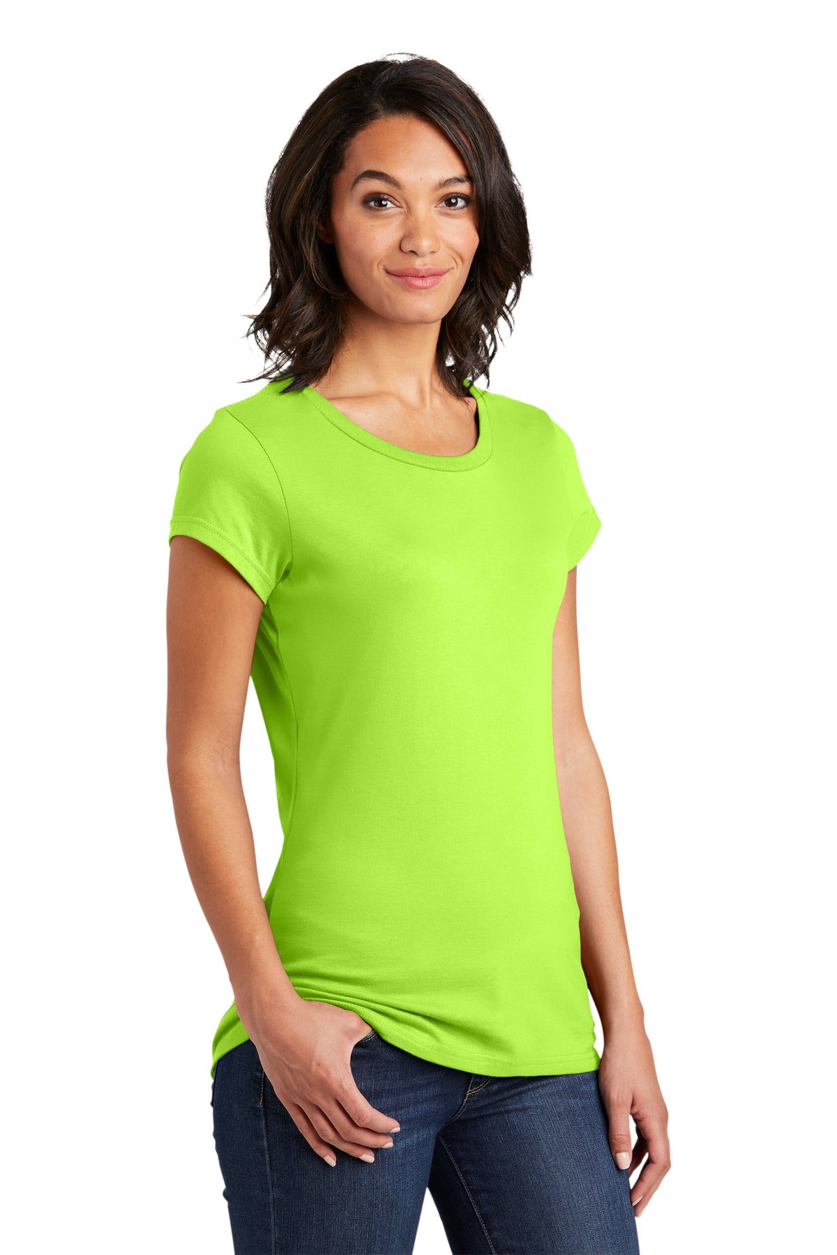 Lime Shock District Women's Fitted Very Important Tee . DT6001 plain