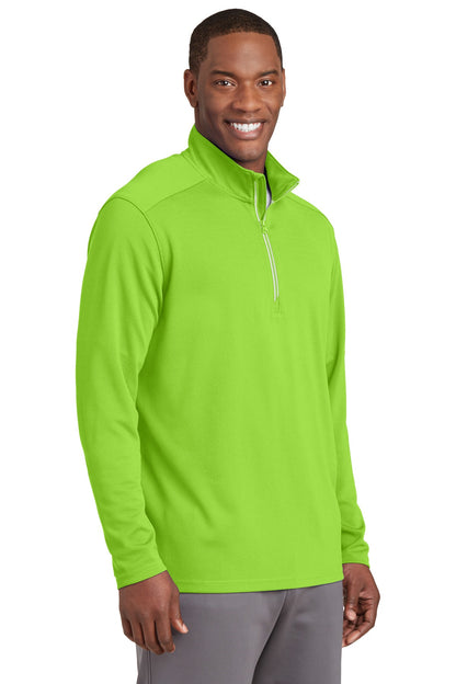 Lime Shock Sport-Tek Sport-Wick Textured 1/4-Zip Pullover. ST860 plain