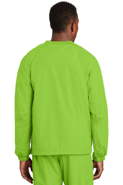 Lime Shock Sport-Tek V-Neck Raglan Wind Shirt. JST72 plain