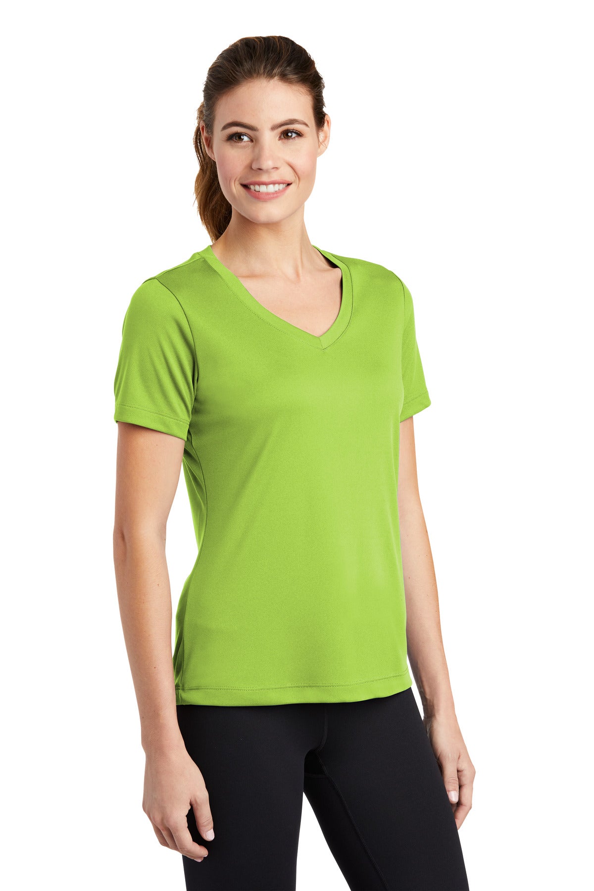 Lime Shock Sport-Tek Women's PosiCharge Competitor V-Neck Tee. LST353 plain