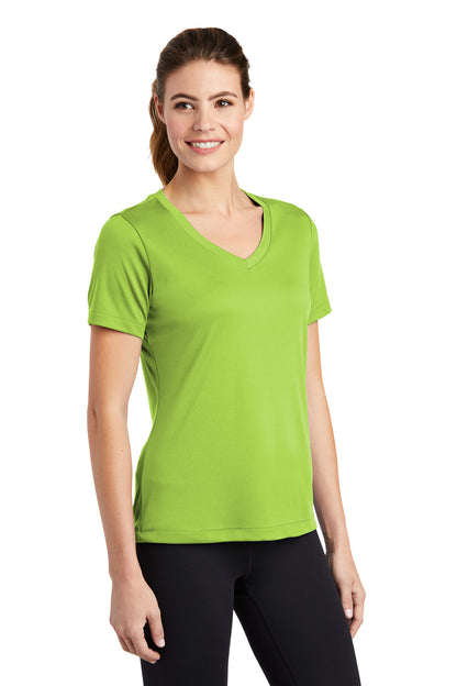 Lime Shock Sport-Tek Women's PosiCharge Competitor V-Neck Tee. LST353 plain