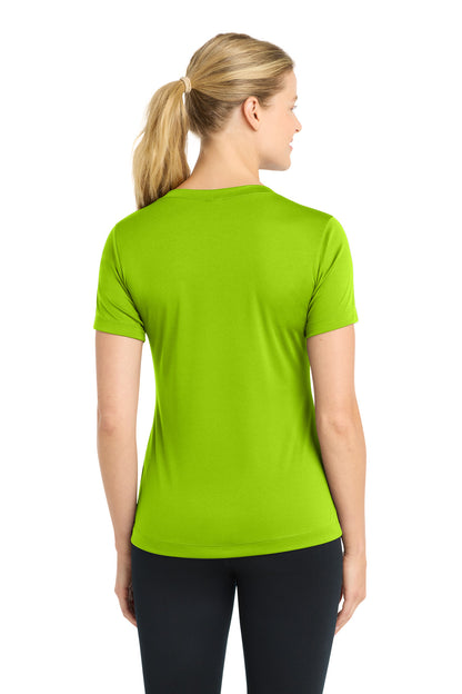 Lime Shock Sport-Tek Women's PosiCharge Competitor V-Neck Tee. LST353 plain