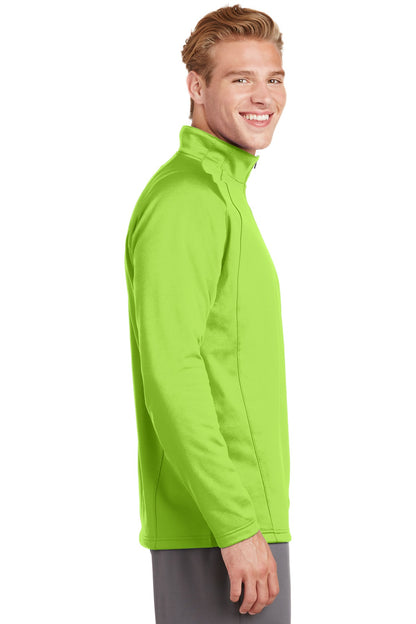Lime Shock/Blk Sport-Tek Sport-Wick Fleece 1/4-Zip Pullover. F243 plain