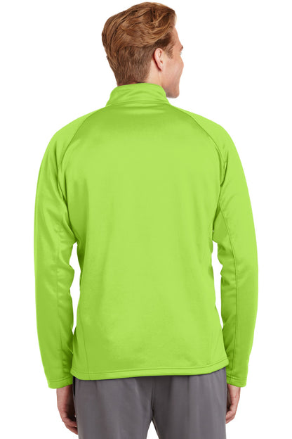 Lime Shock/Blk Sport-Tek Sport-Wick Fleece 1/4-Zip Pullover. F243 plain