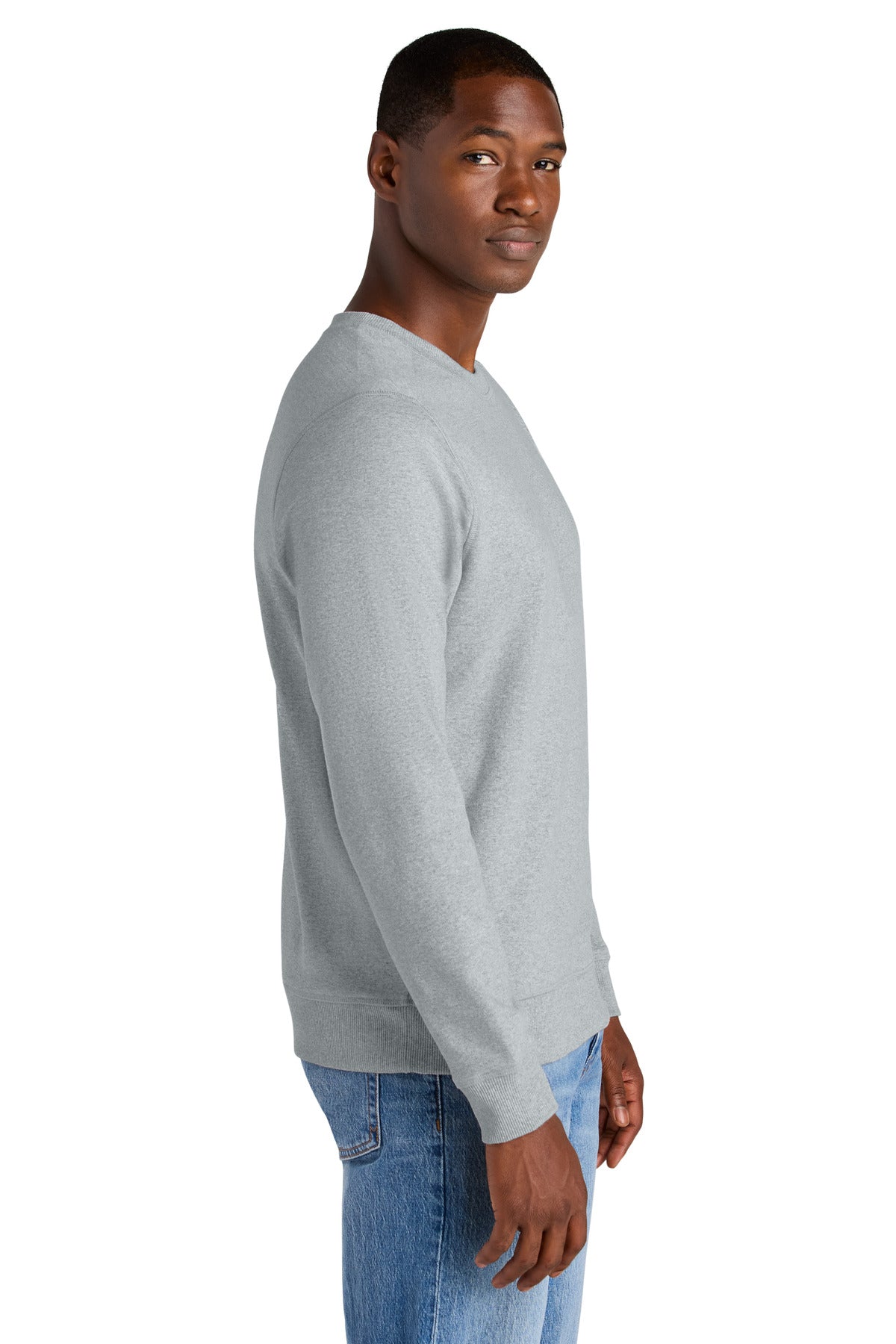 Lt Hthr Grey District Re-Fleece Crew DT8104 plain
