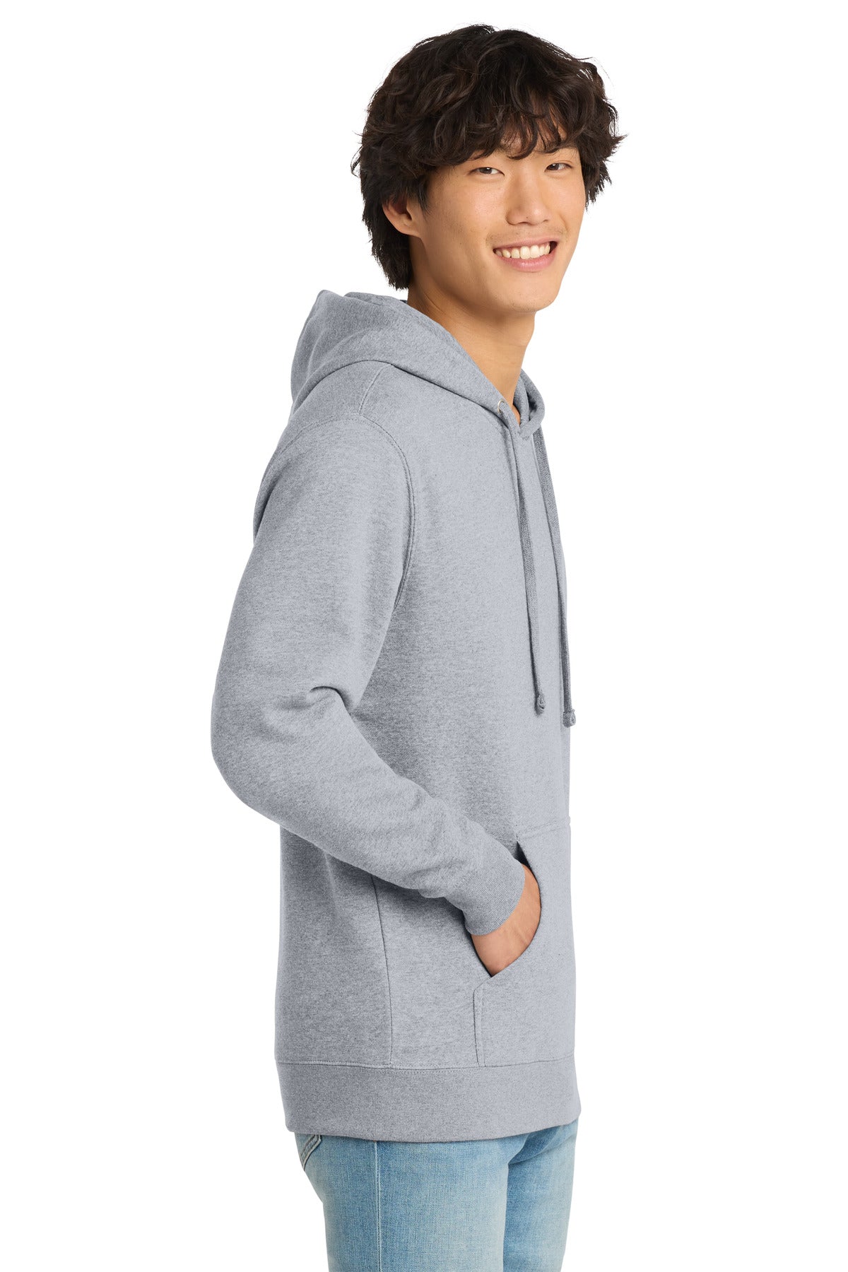 Lt Hthr Grey District V.I.T. Fleece Hoodie DT6100 plain