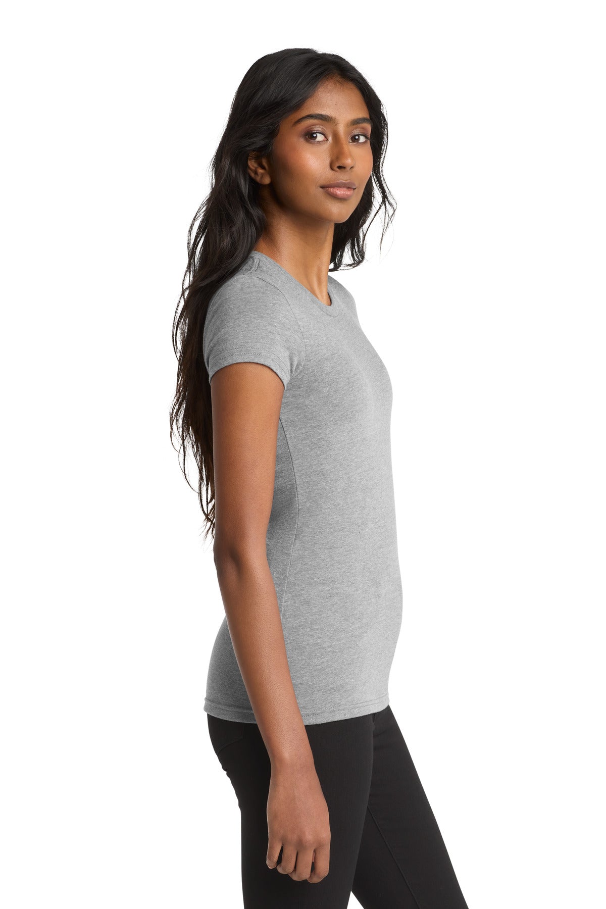 Lt Hthr Grey District Women's Fitted Very Important Tee . DT6001 plain