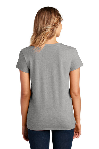 Lt Hthr Grey District Women's Re-Tee V-Neck DT8001 plain