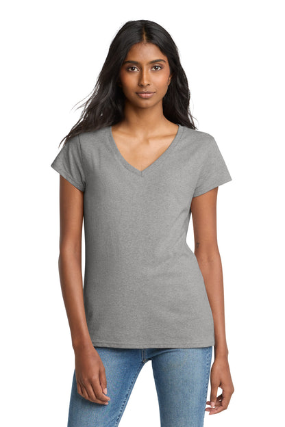 Lt Hthr Grey District Women's Re-Tee V-Neck DT8001 plain