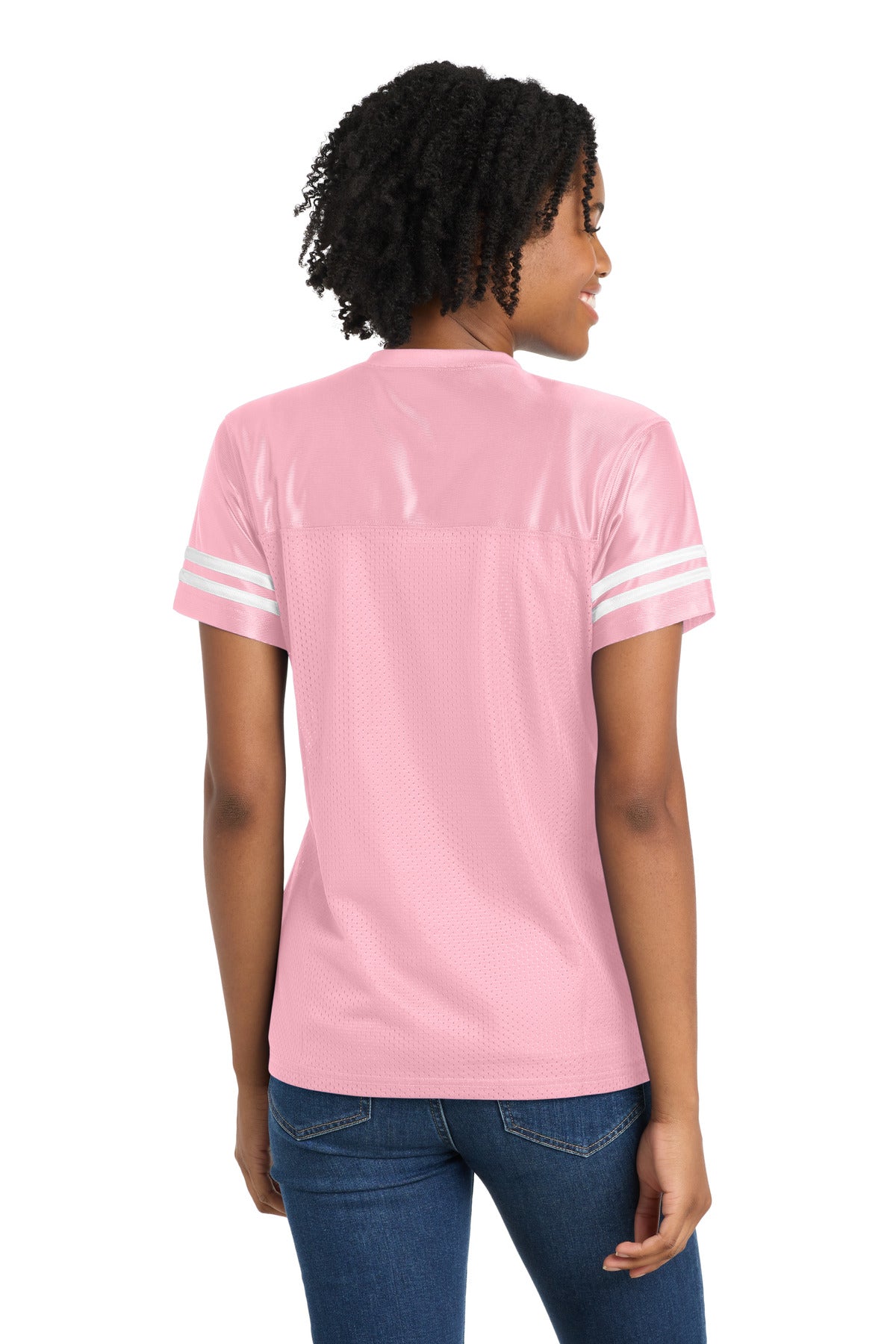 Lt Pink/White Sport-Tek Women's PosiCharge Replica Jersey. LST307 plain