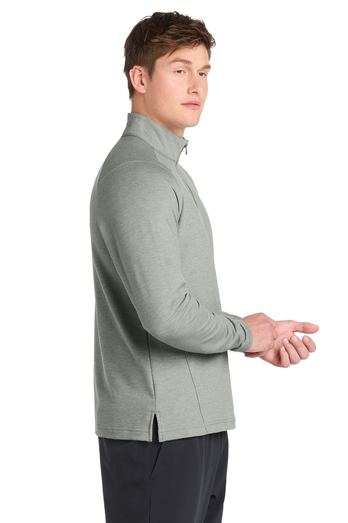 LtGreyHt Sport-Tek Sport-Wick Flex Fleece 1/4-Zip. ST561 plain