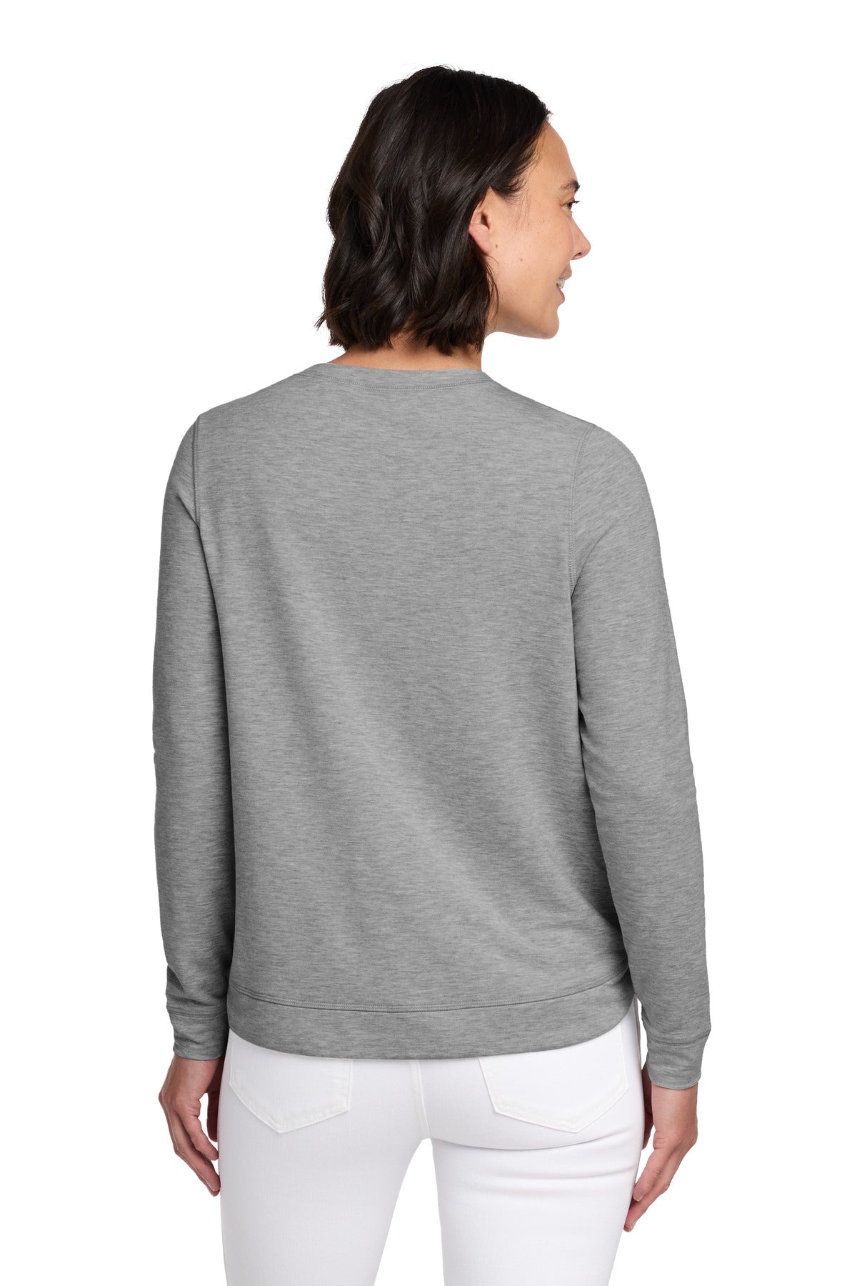 LtGreyHt TravisMathew Women's Long Weekend Crew TM1LD003 plain