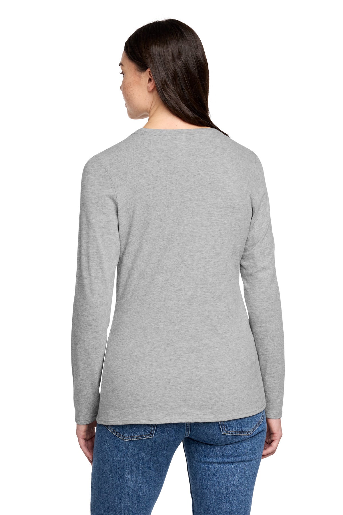 LtHtGry District Women's Perfect Blend CVC Long Sleeve Tee DT110 plain