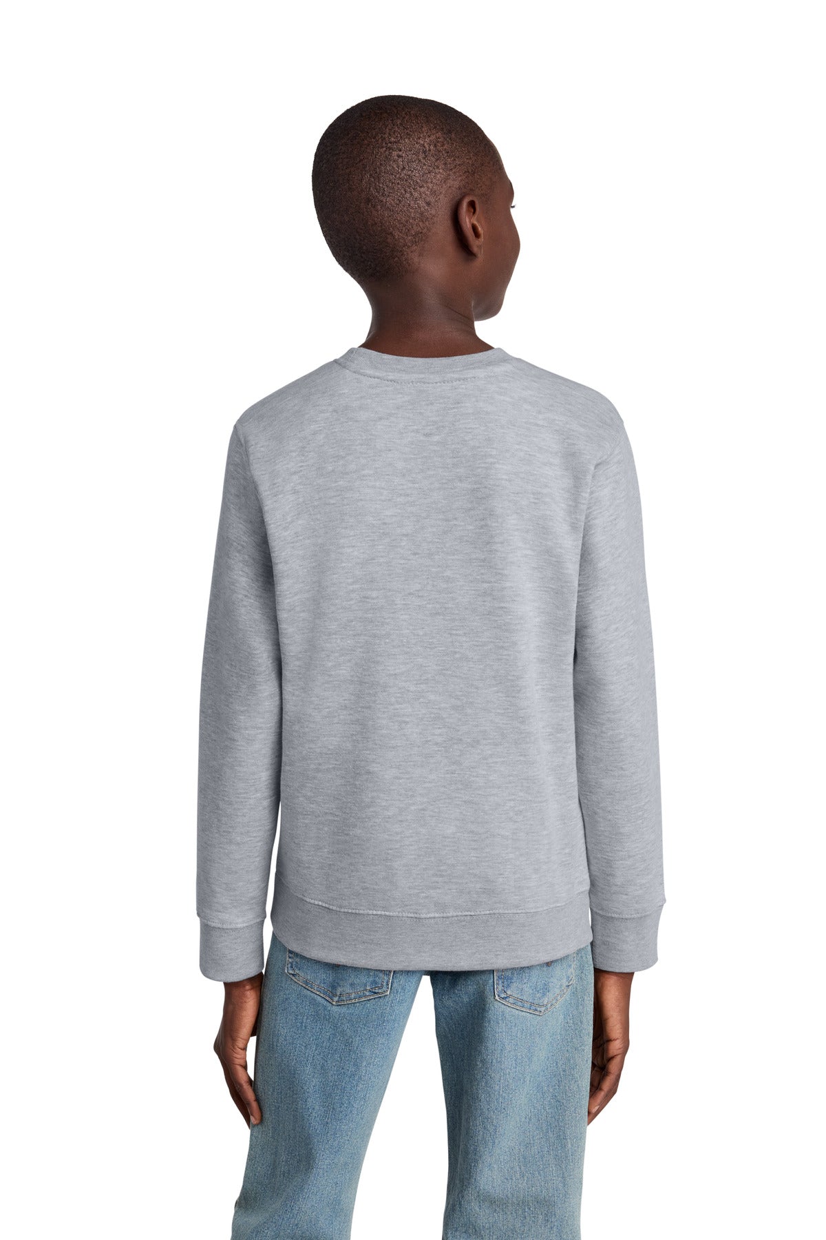 LtHtGry District Youth V.I.T. Fleece Crew DT6104Y plain
