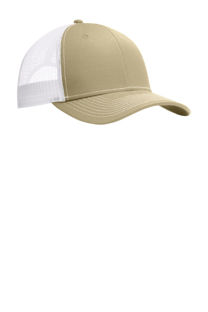 LtKhaki/Wh Port Authority Snapback Trucker Cap. C402 plain