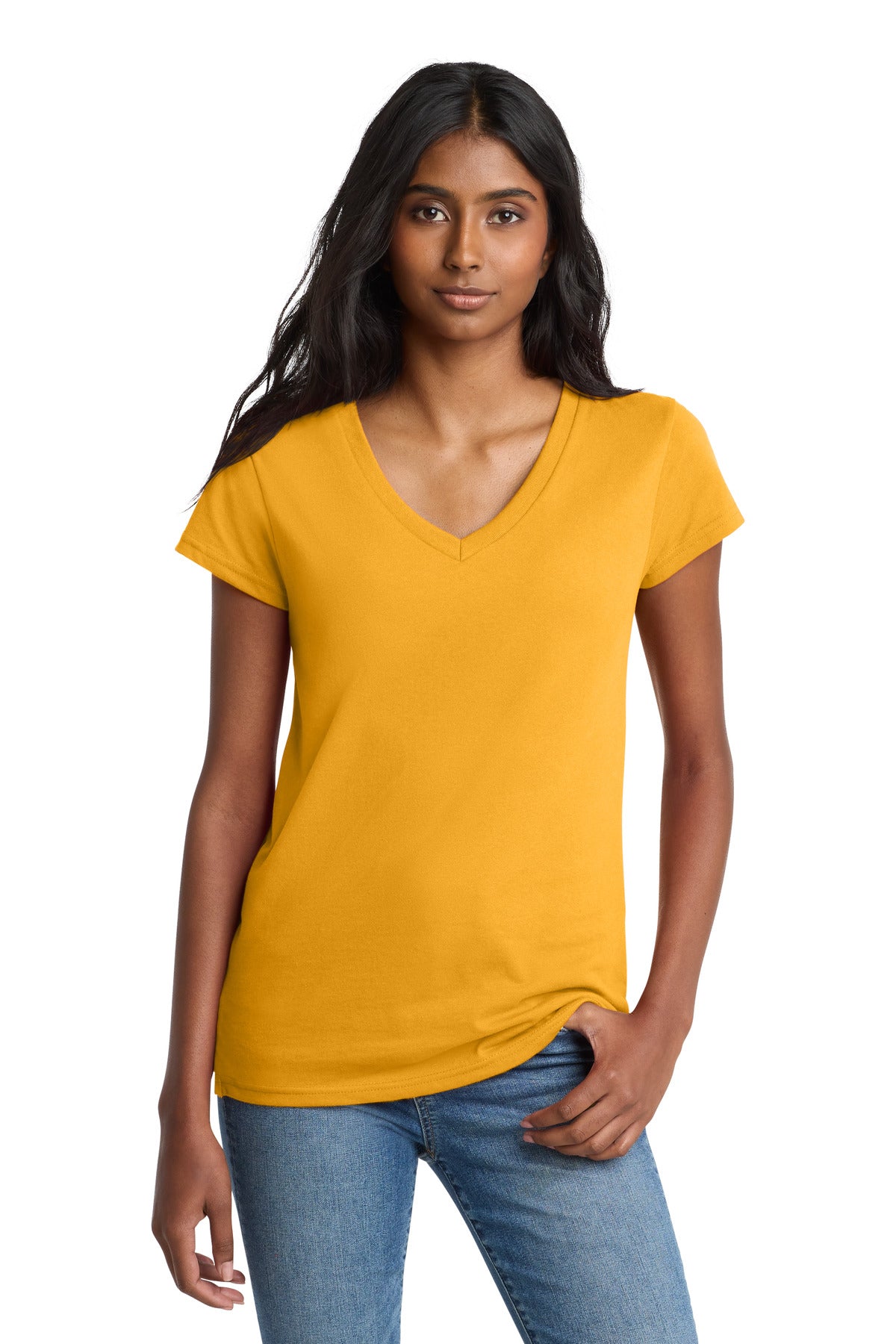 Maize Yellow District Women's Re-Tee V-Neck DT8001 plain