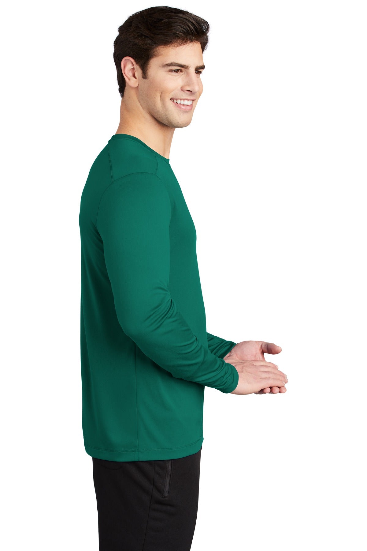 Marine Green Sport-Tek Posi-UV Pro Long Sleeve Tee. ST420LS plain